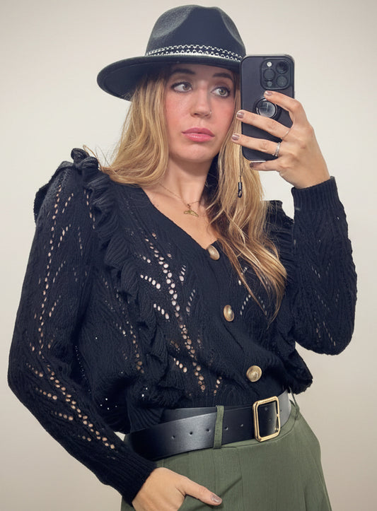 CÁRDIGAN CALADO VOLANTES