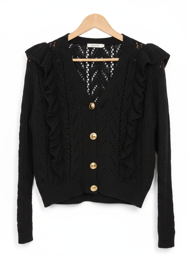 CÁRDIGAN CALADO VOLANTES