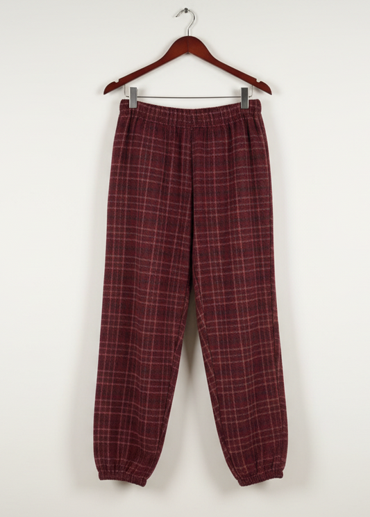 PANTALÓN BALLOON CUADROS BURDEOS