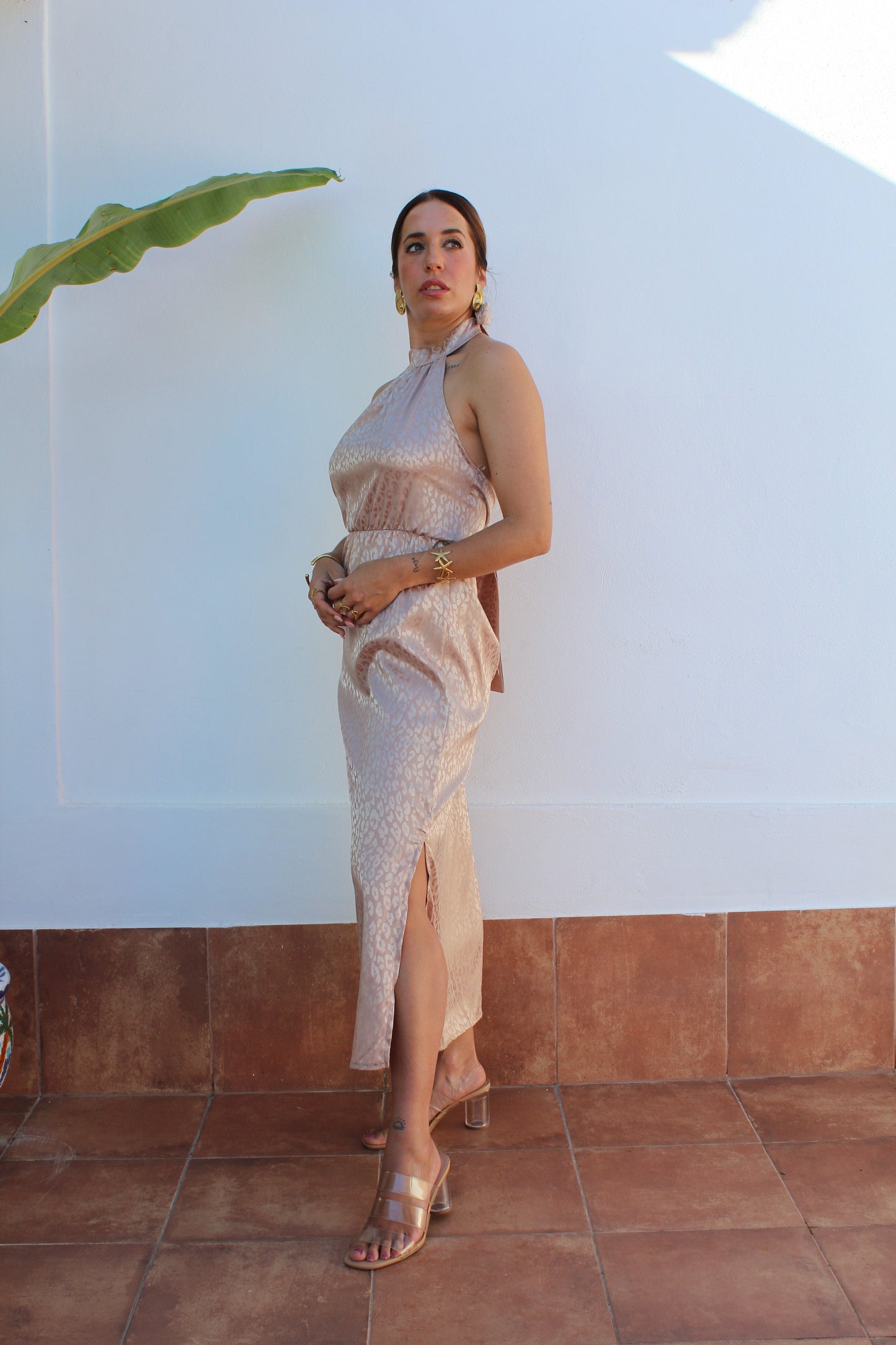 VESTIDO HALTER ANIMAL PRINT