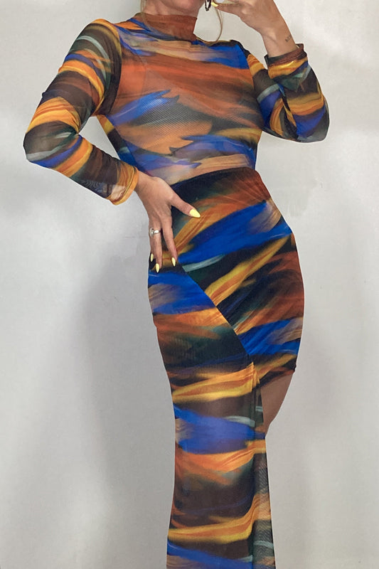 VESTIDO ASIMÉTRICO SEMITRANSPARENTE