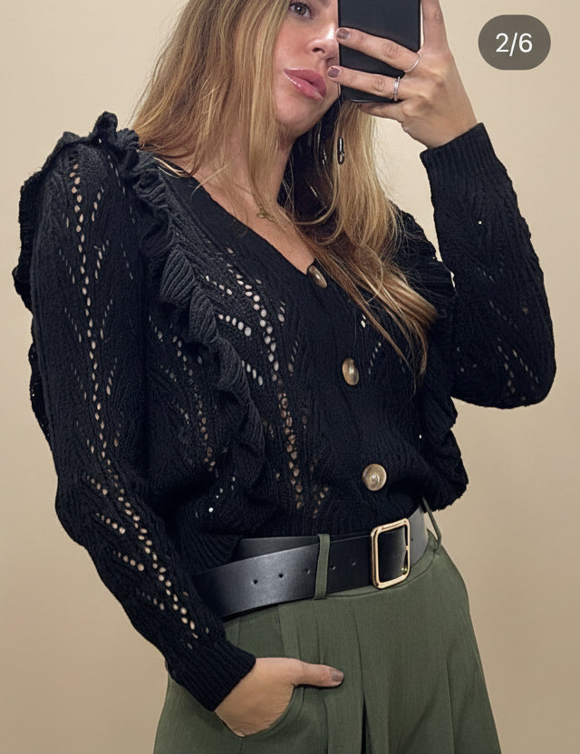 CÁRDIGAN CALADO VOLANTES