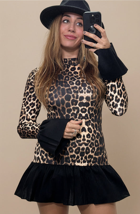 VESTIDO VOLANT LEOPARD