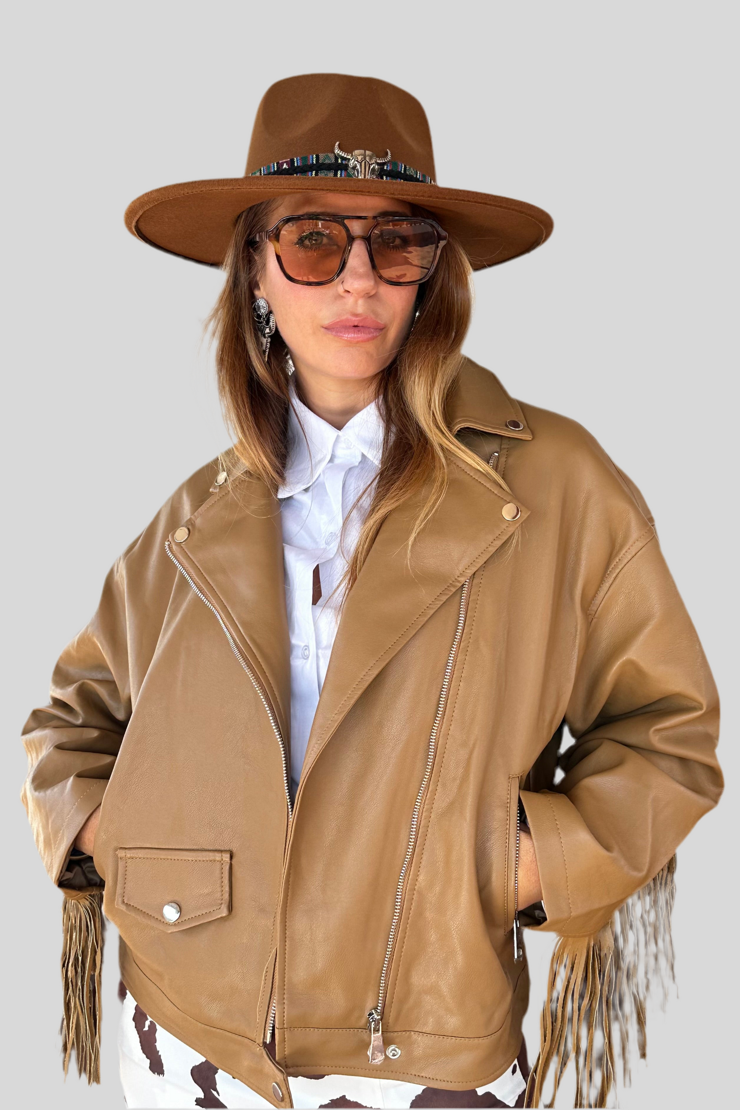 CHAQUETA POLIPIEL FLECOS