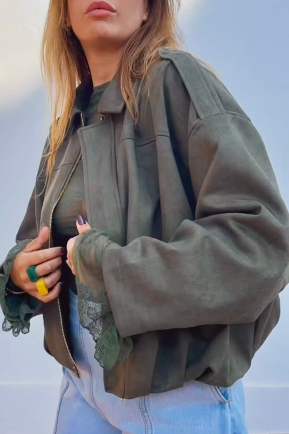 CHAQUETA BOMBER ZA EFECTO ANTE