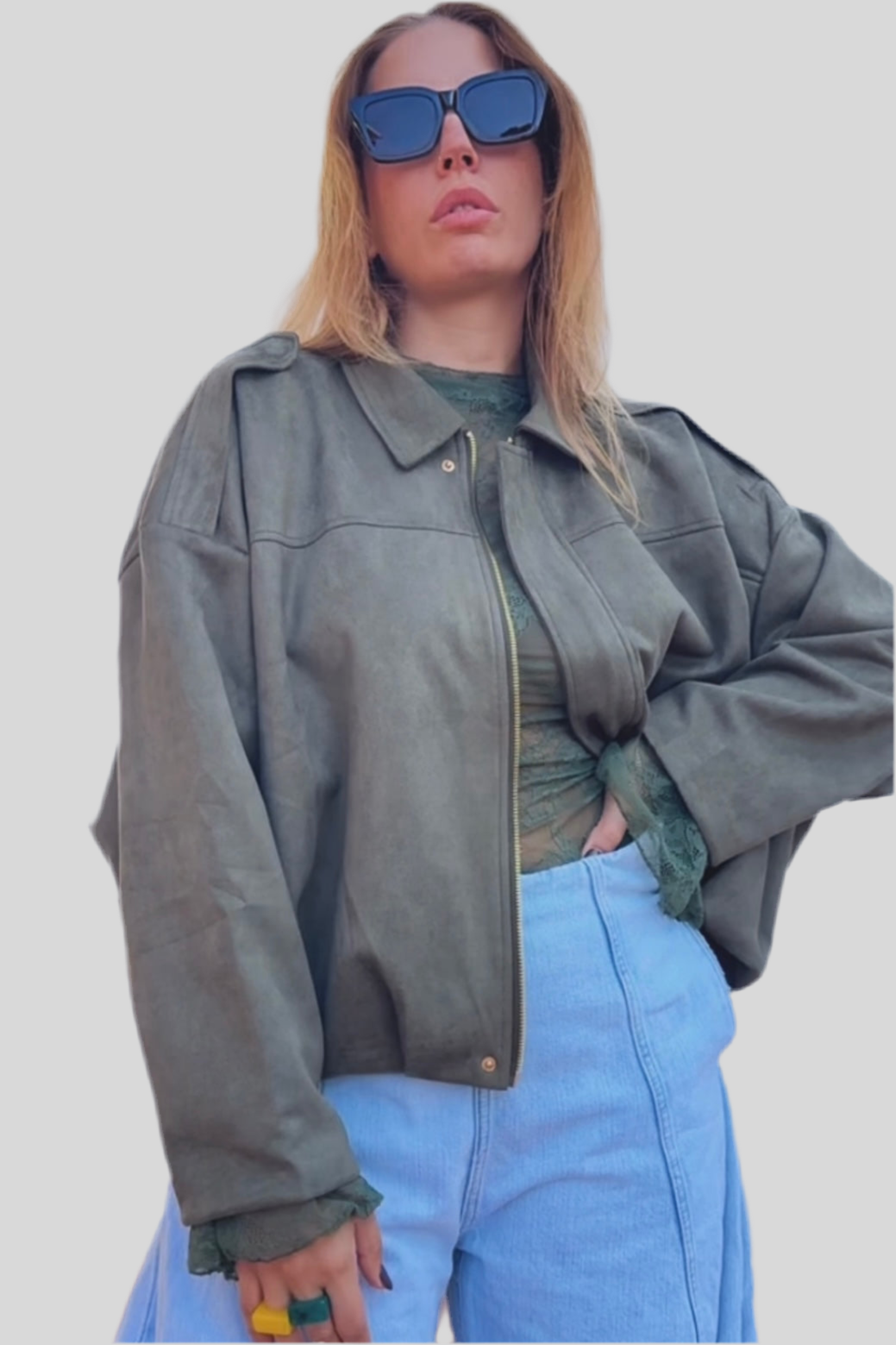 CHAQUETA BOMBER ZA EFECTO ANTE