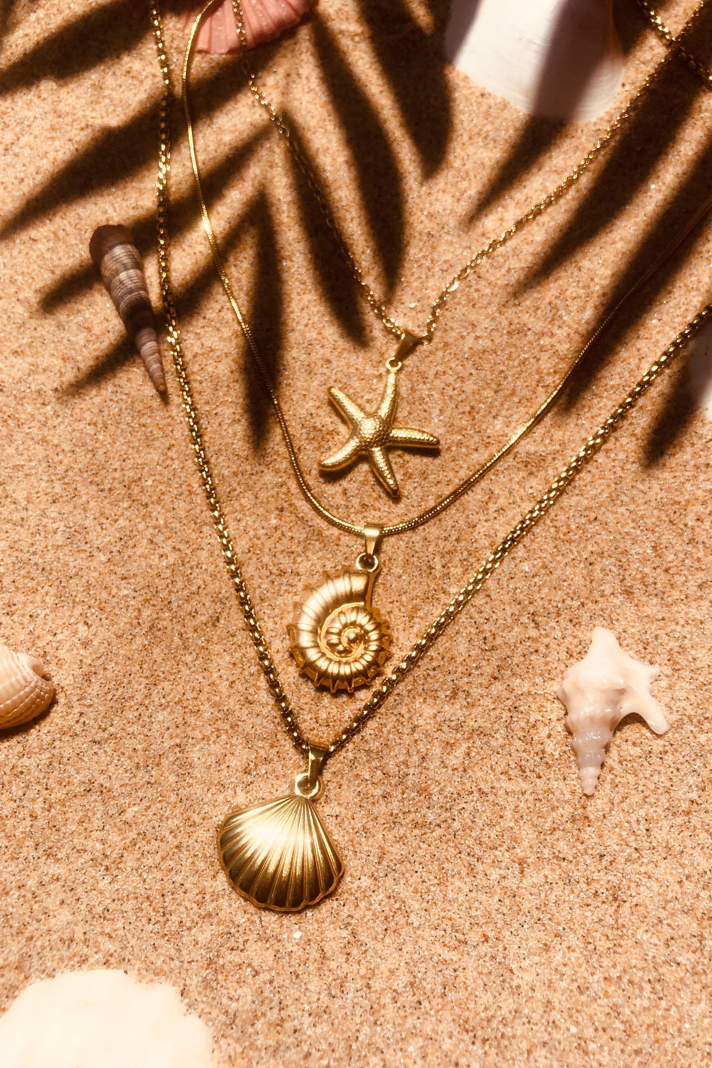 SET TRES COLLARES, CONCHA CARACOLA Y ESTRELLA