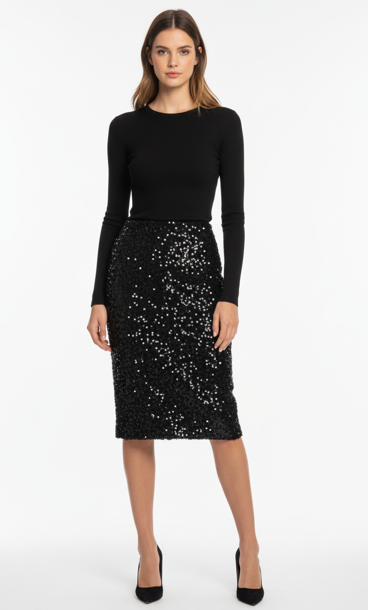 FALDA TUBO LENTEJUELAS