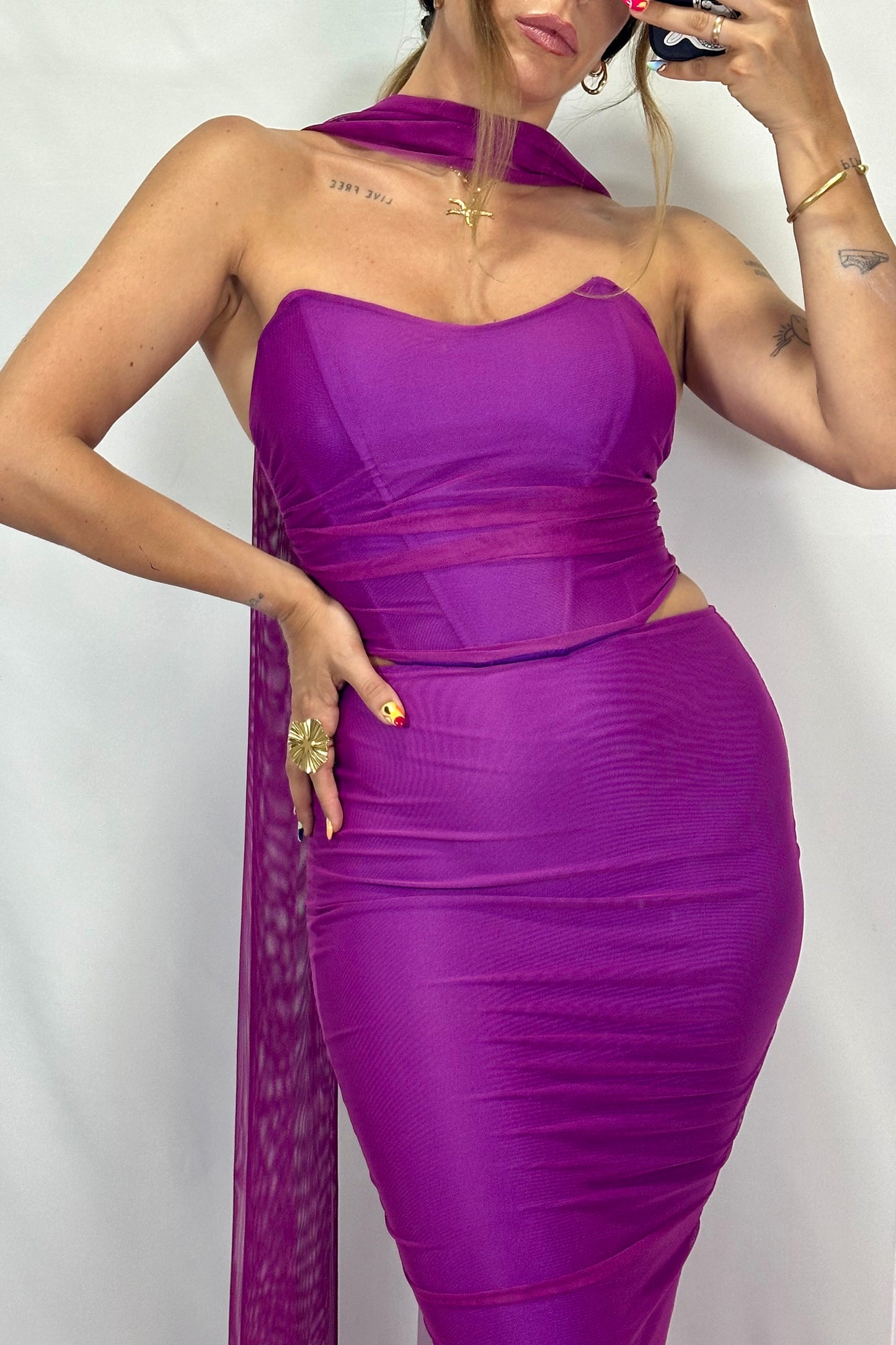 CONJUNTO FALDA TOP TUL