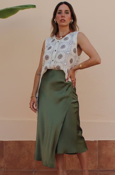 FALDA SATÉN CRUZADA