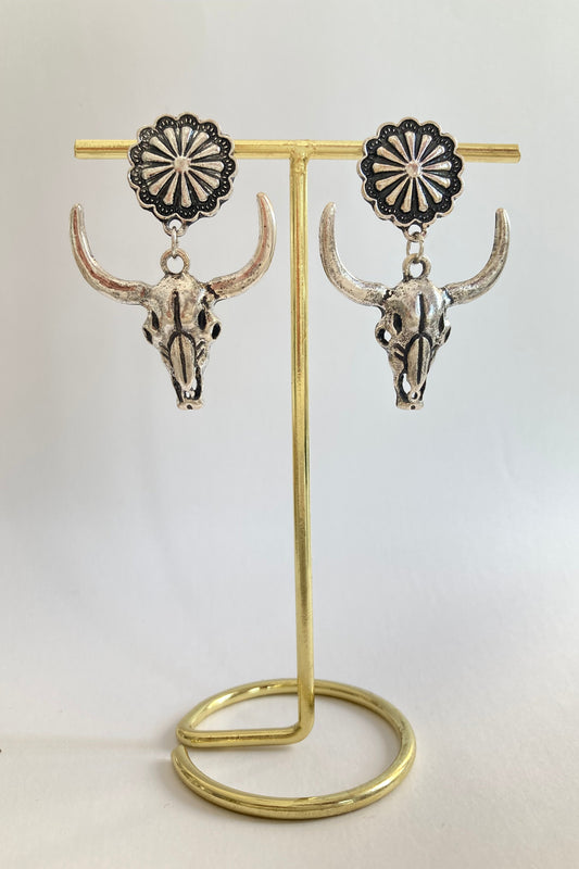 PENDIENTES PLATEADOS VACA