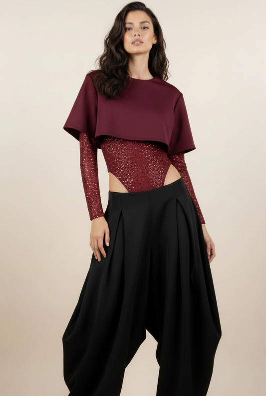 BODY ELEGANTE ENCAJE BURDEOS