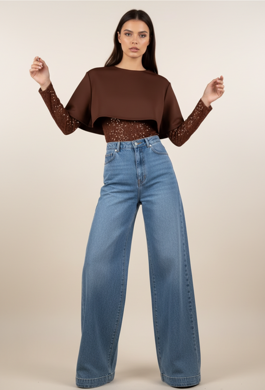 BODY ELEGANTE ENCAJE MARRÓN