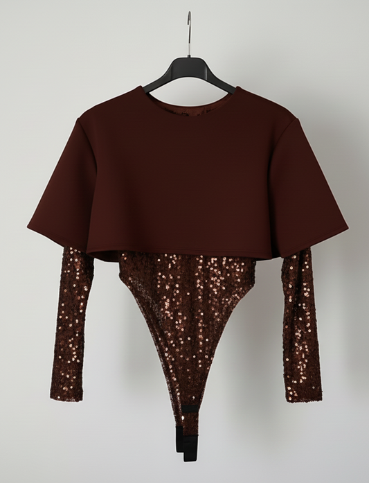 BODY ELEGANTE ENCAJE MARRÓN