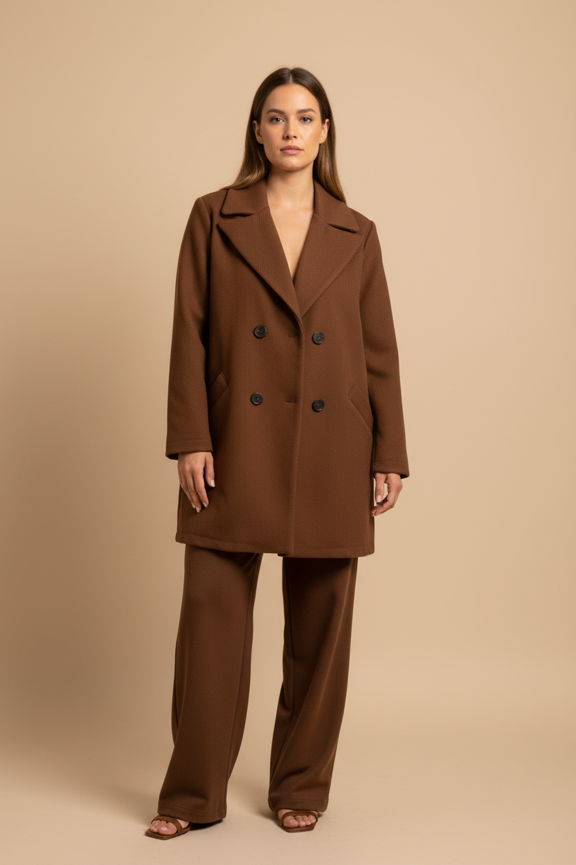 ABRIGO PAÑO RAY MARRÓN