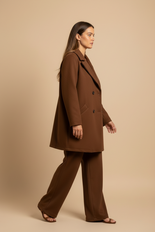 ABRIGO PAÑO RAY MARRÓN