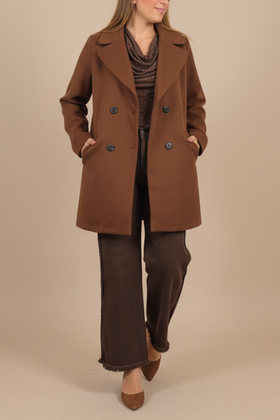 ABRIGO PAÑO RAY MARRÓN