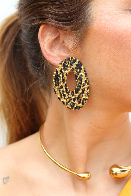 PENDIENTES ARO LEOPARDO