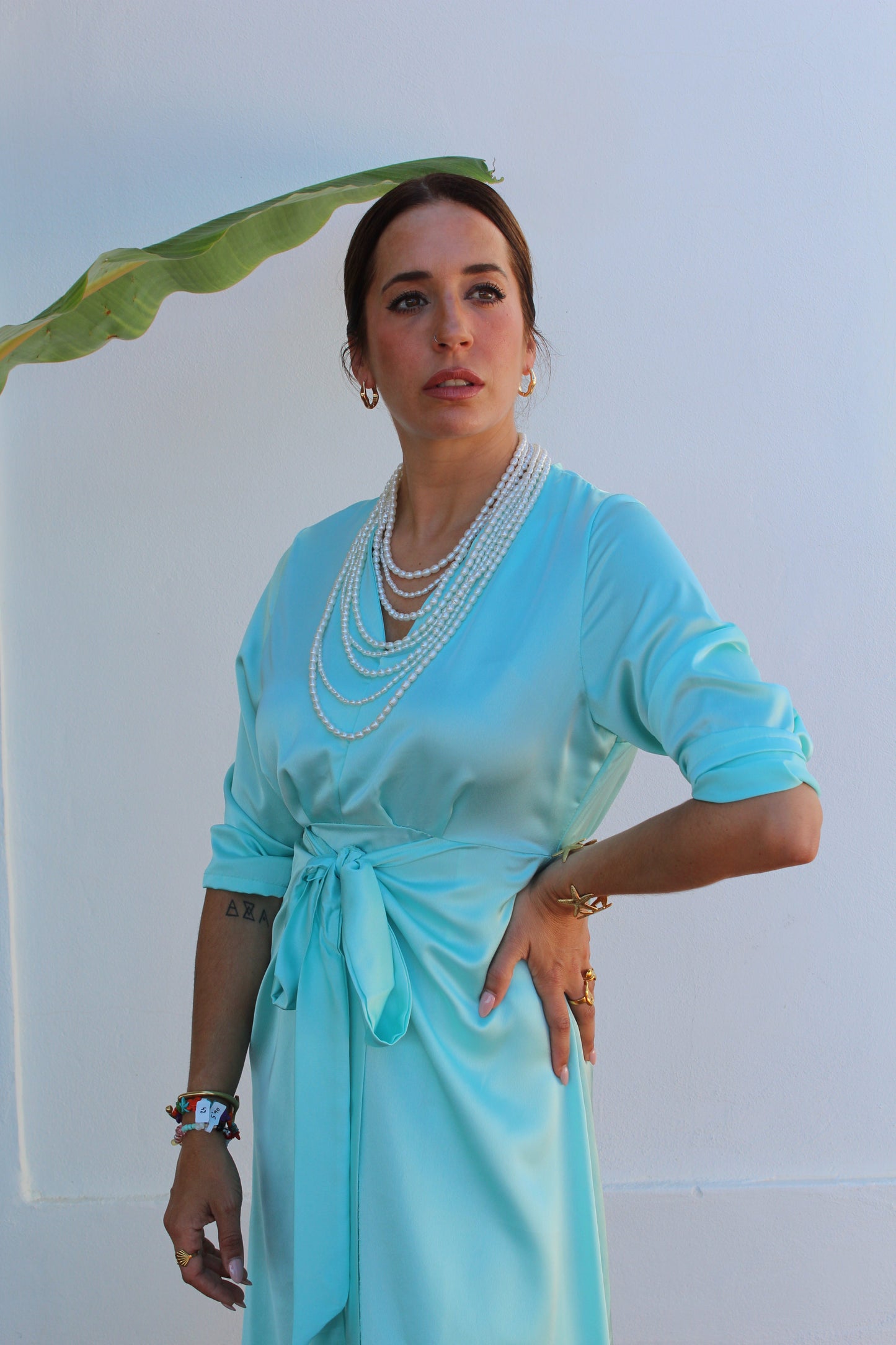 VESTIDO RASO NUDO CENTRAL