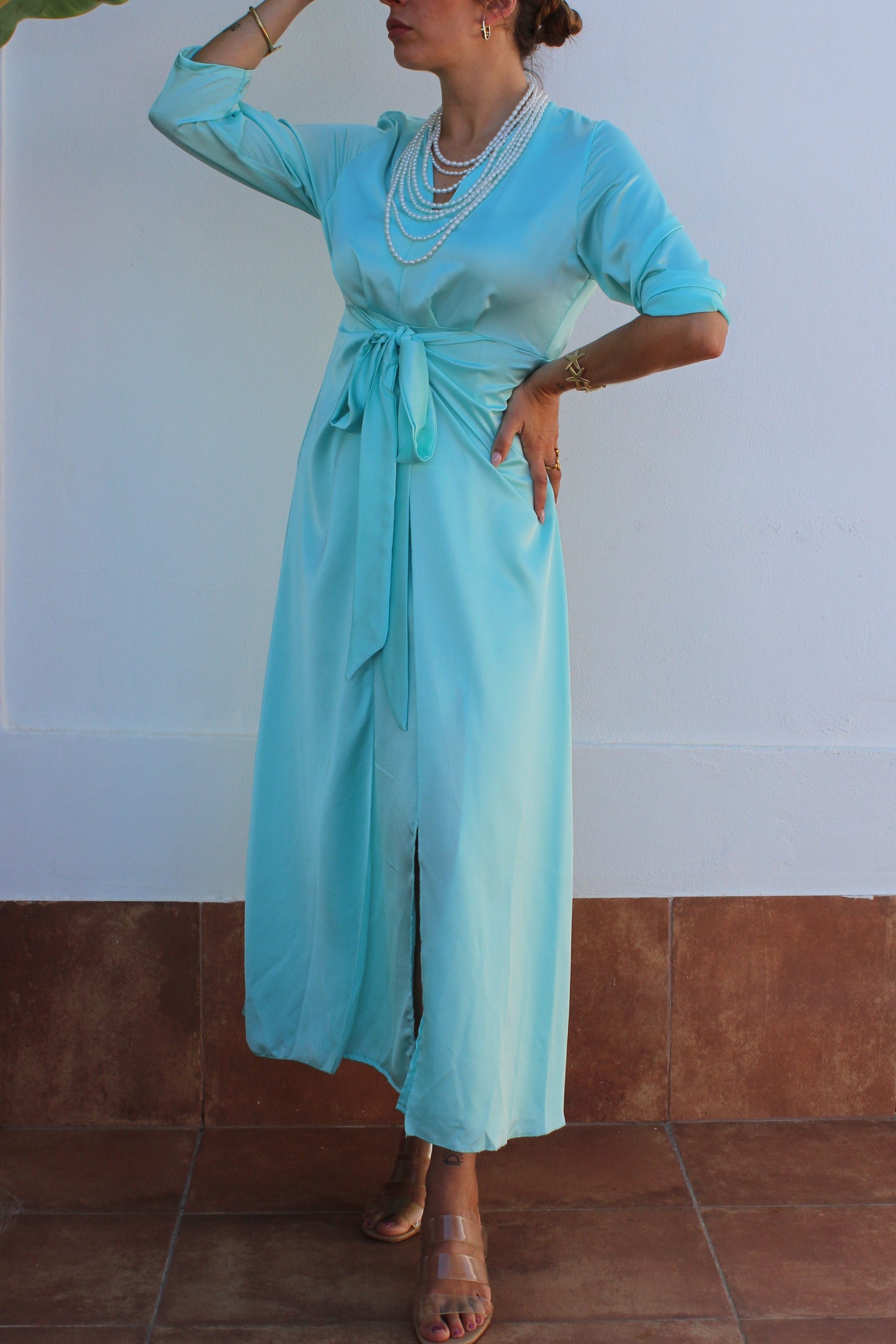 VESTIDO RASO NUDO CENTRAL