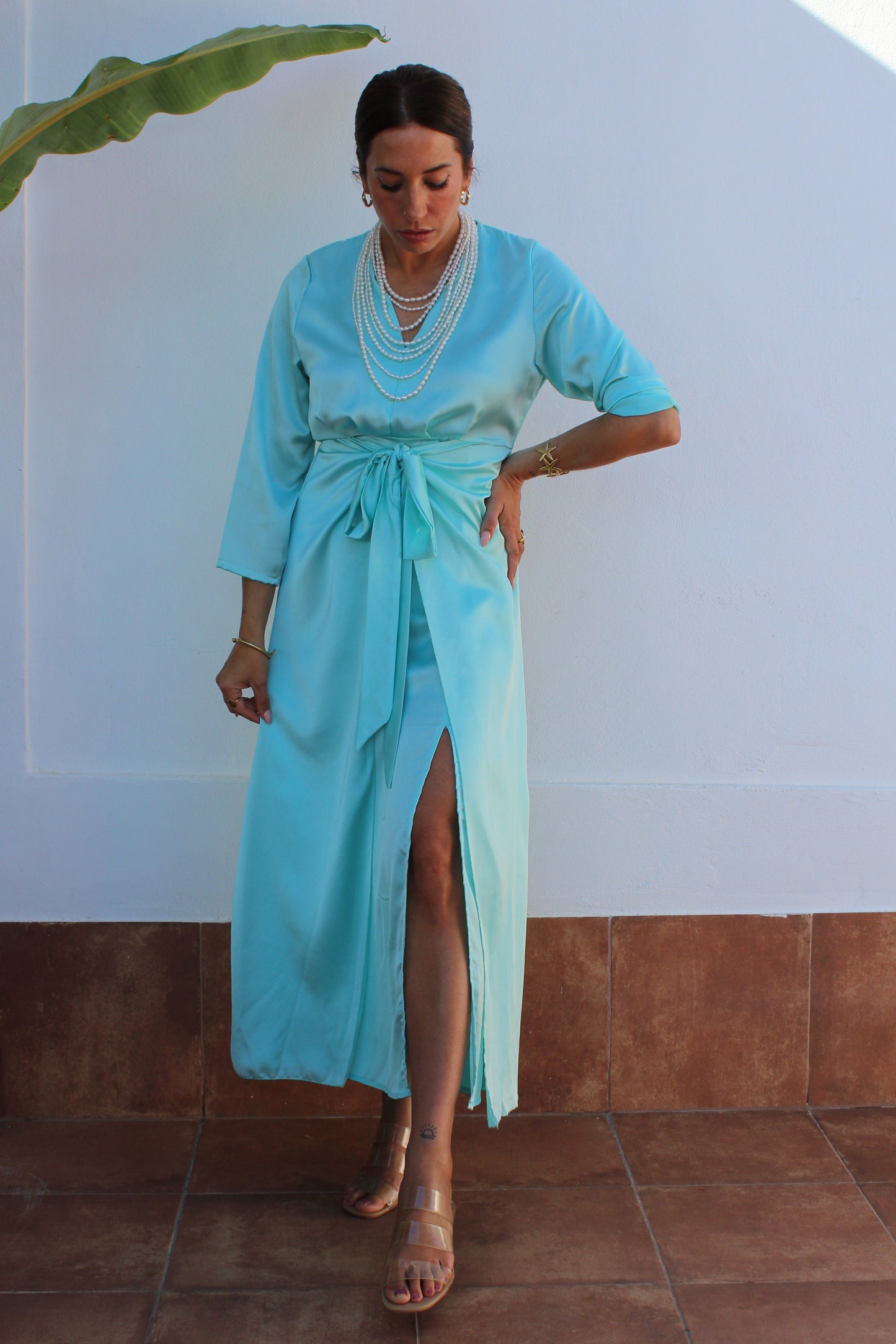 VESTIDO RASO NUDO CENTRAL