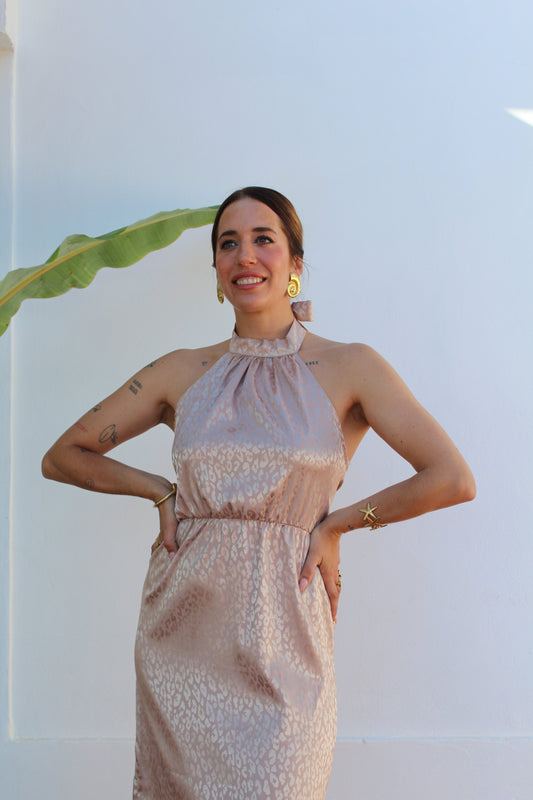 VESTIDO HALTER ANIMAL PRINT