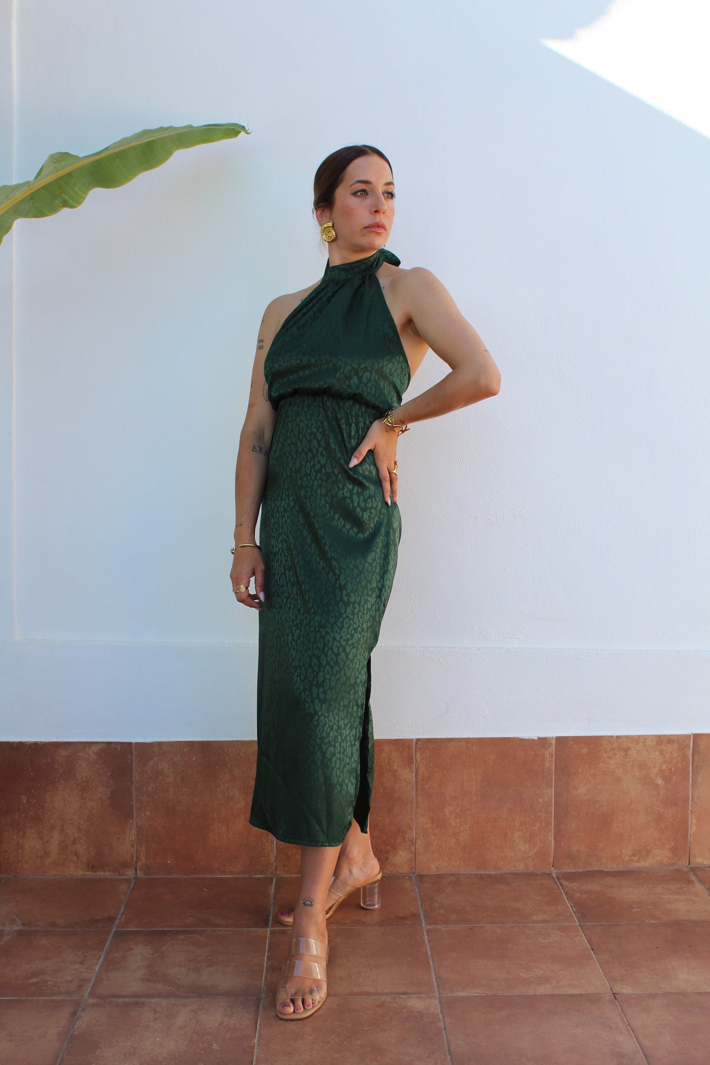 VESTIDO HALTER ANIMAL PRINT