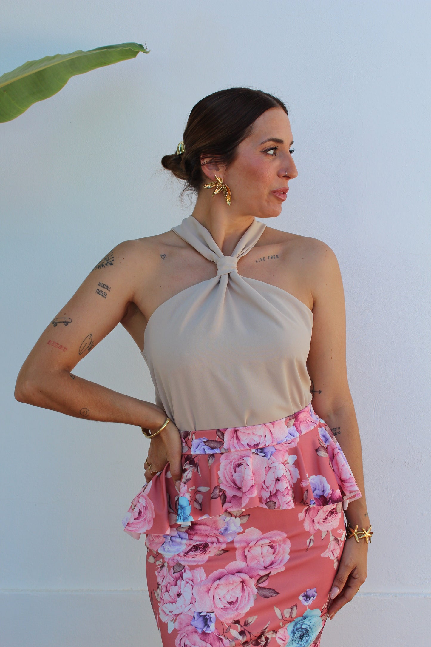FALDA PEPLUM FLOWERS