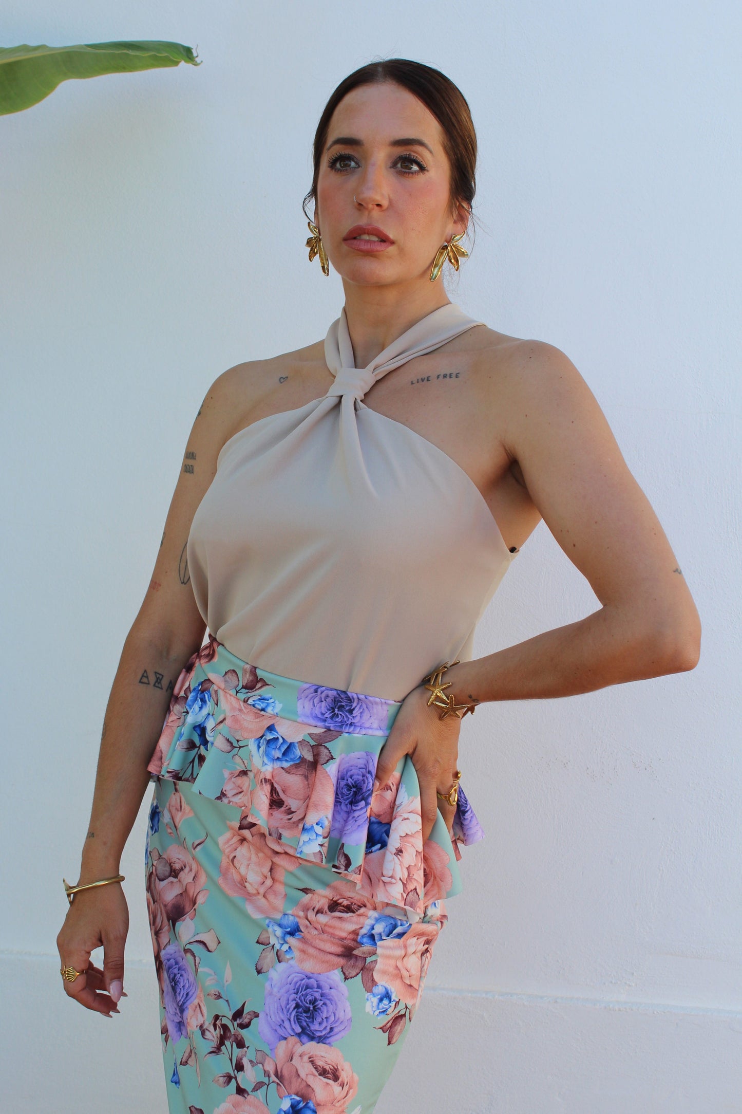 FALDA PEPLUM FLOWERS